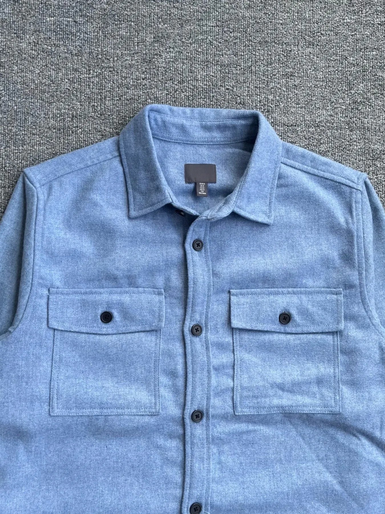 Men's button-up long sleeve shacket by Shopimist, showing a stylish casual shirt with front buttons and a relaxed fit.