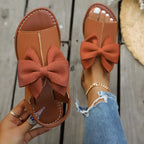Shopimist open toe bow sandals with stylish design, featuring a bow detail and comfortable straps for casual summer wear.