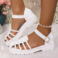 Shopimist round toe platform sandals with chunky sole and ankle strap, showcasing stylish summer footwear.