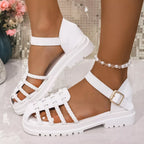 Shopimist round toe platform sandals with chunky sole and ankle strap, showcasing stylish summer footwear.