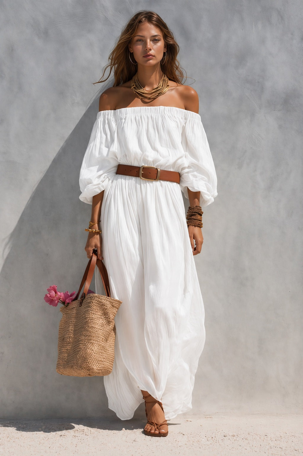 Women's boat-neck sleeveless cotton-linen maxi dress by Plush Fashion Hub, shown in soft fabric with a relaxed fit and flowing silhouette.