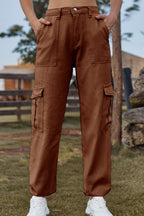 Pair of plush fashion shop long denim jeans with front pocket and classic fit, displayed on a neutral background.