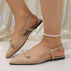 Shopimist point toe slingback sandals featuring a sleek design with a comfortable heel and elegant straps.