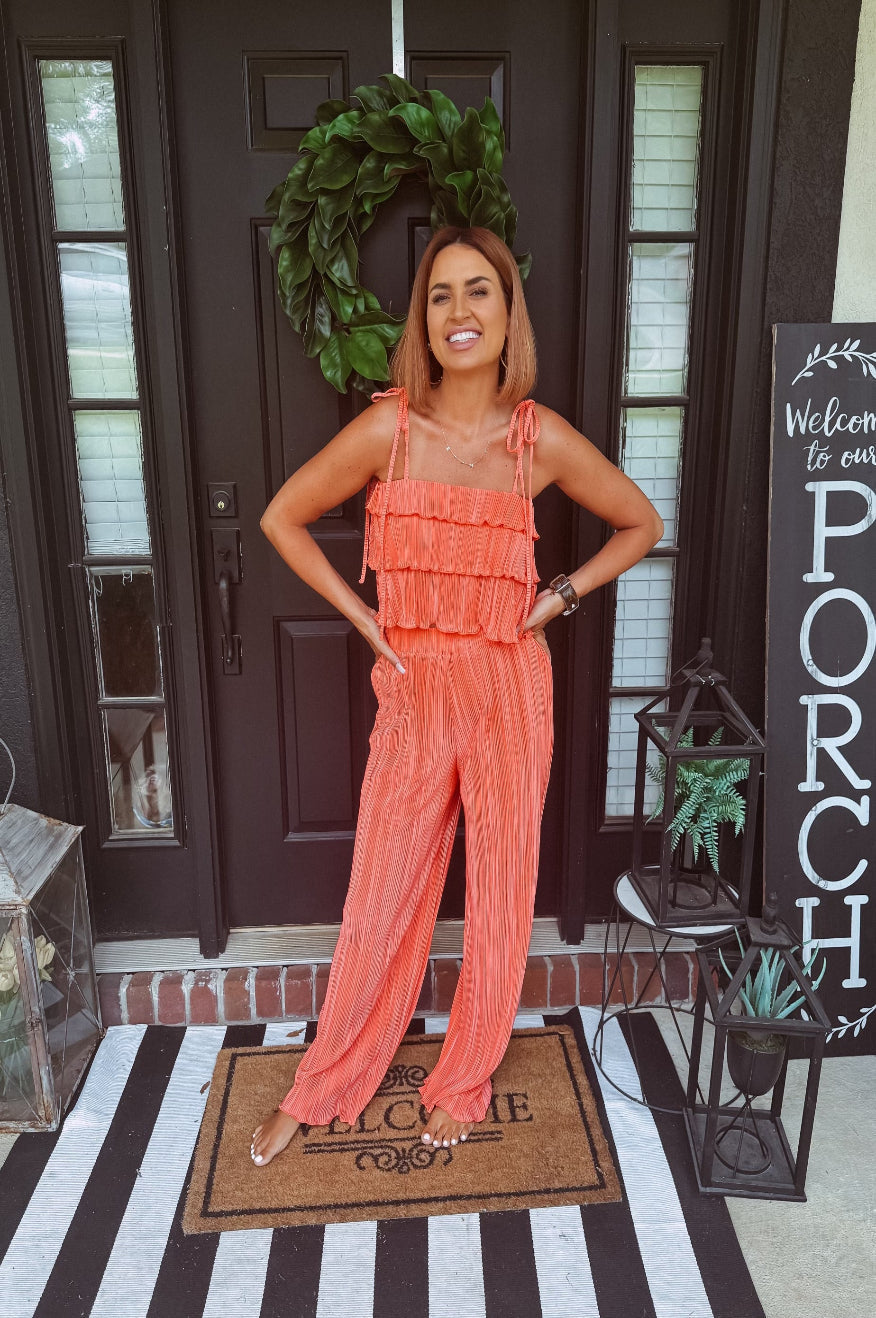 Coral Orange Ruffle Set Pretty Little Patriot