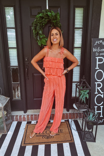 Coral Orange Ruffle Set Pretty Little Patriot