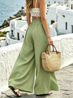Shopimist wide leg drawstring pants with relaxed fit, featuring a comfortable waistband and lightweight fabric.