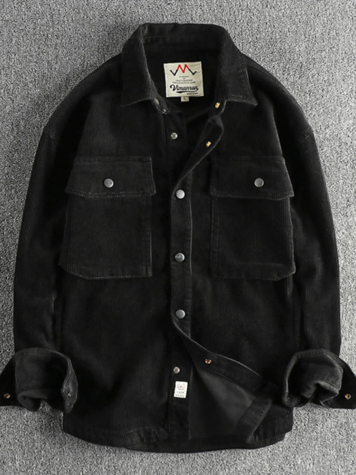 Men's plus size corduroy button-up long sleeve jacket, stylish Trendsi jacket with a classic collar and button front.