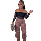High-Waisted Straight Leg Jeans with Detachable Button Detail
