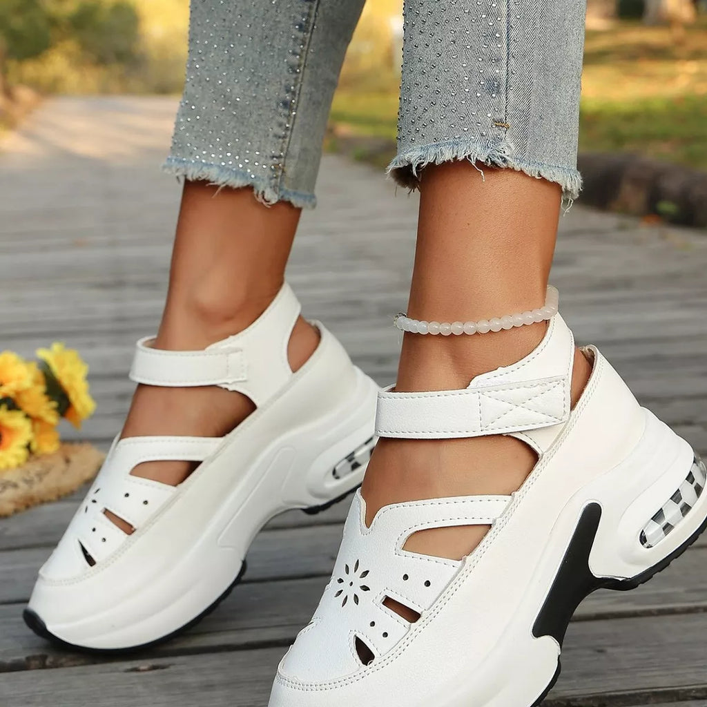 Shopimist cutout round toe platform sandals with chunky heels and open toe design, featuring stylish cutout details.