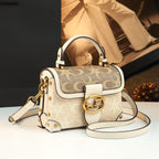 Leather Small Square Bag for Women, Fashionable Magenta Color, Handheld Mini Bag, Elegant and Stylish, Shoulder Crossbody Bag