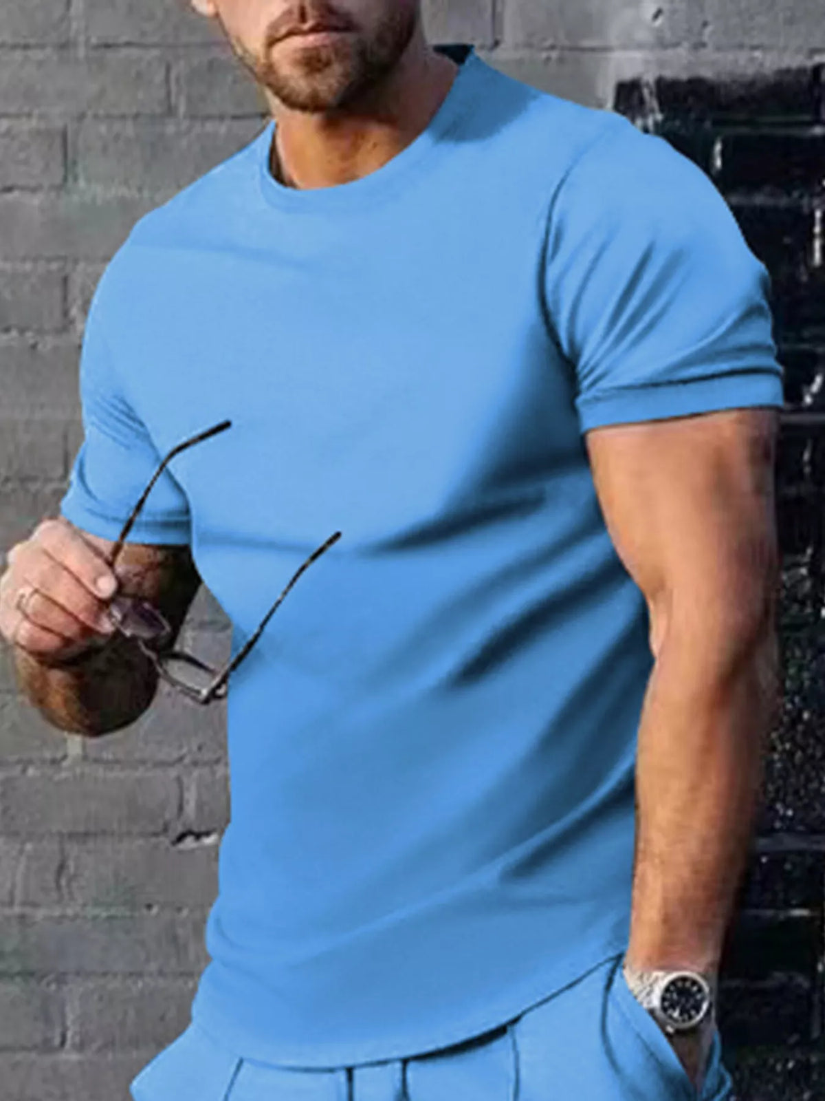 Plus size men's casual T-shirt in solid color by Plush Fashion Hub, featuring a comfortable fit and classic style.