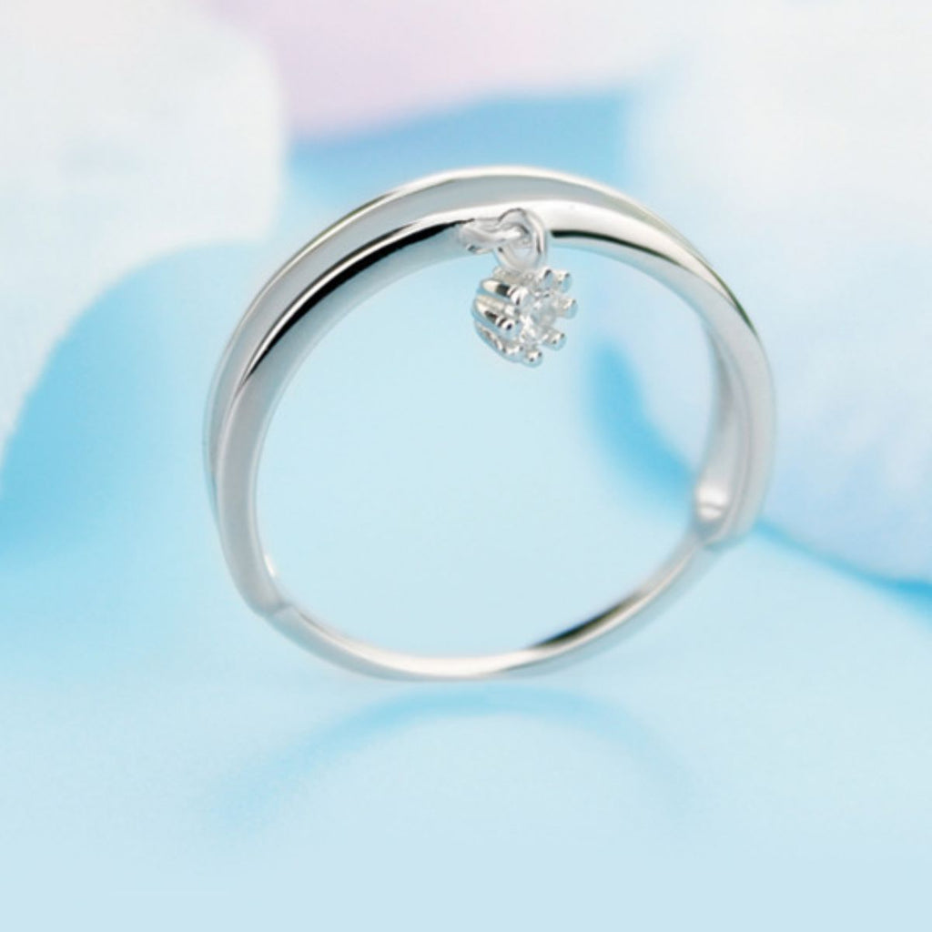 Sterling silver double layered ring with intricate design, crafted from 925 silver, stylish and elegant jewelry accessory.