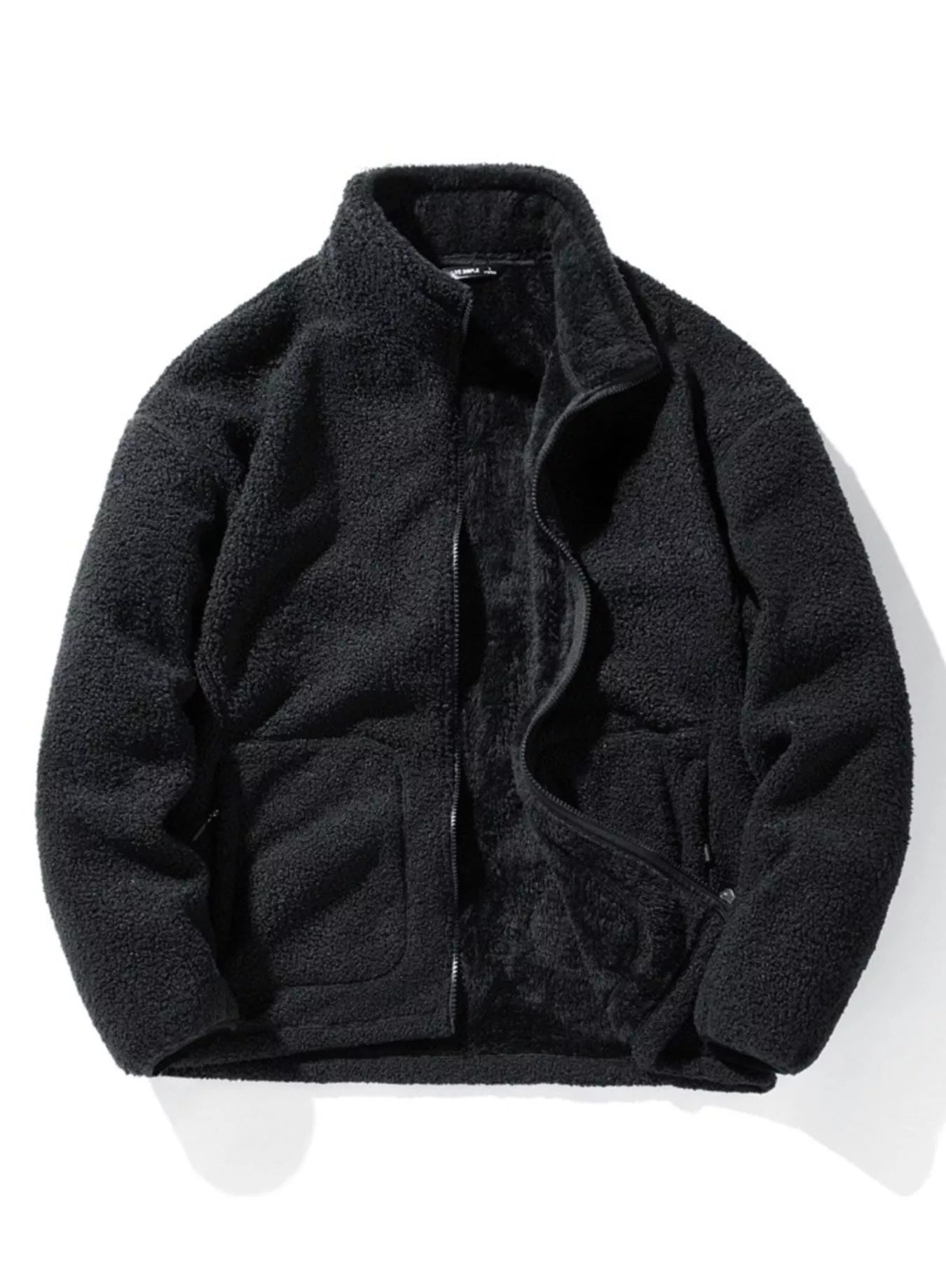 Men's plus size cozy fleece zip-up jacket by Simply Love, featuring a soft fleece material and a front zipper closure.
