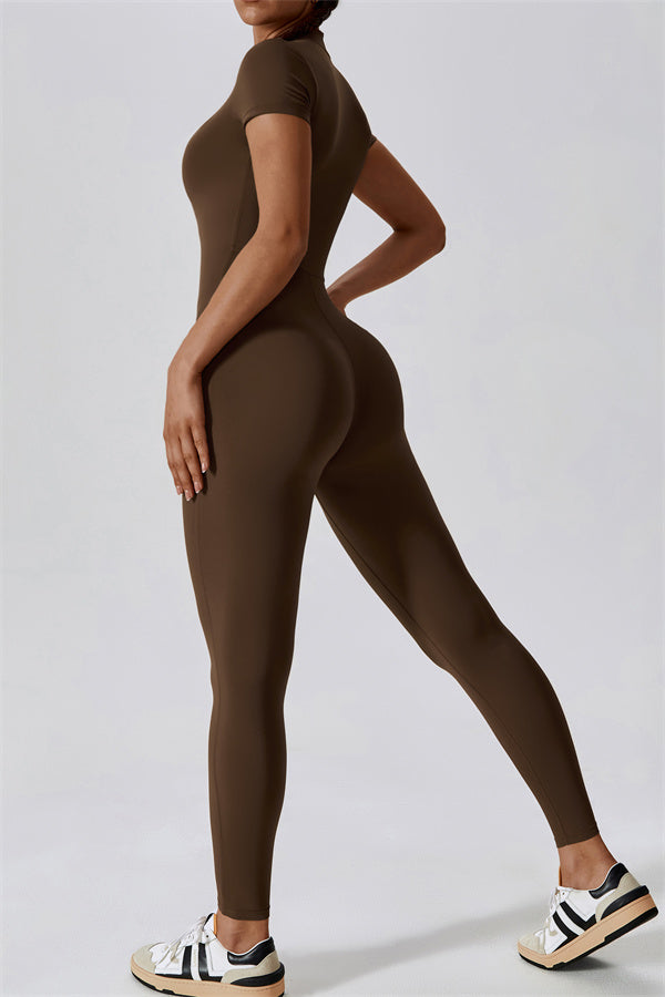 Fitglutes activewear Mia Belle jumpsuit, stylish black sports jumpsuit with fitted design, ideal for gym and workout sessions.
