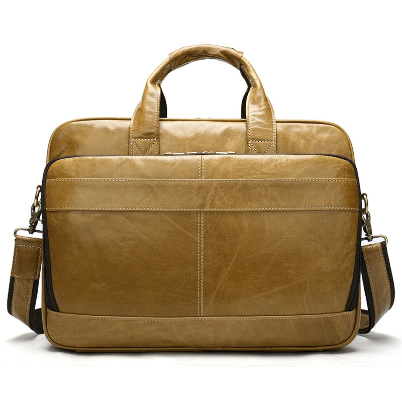 Men's briefcase handbag by Plush Fashion Hub, featuring a sleek leather design with sturdy handles and multiple compartments.
