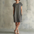 Women's striped high-waist sleeveless bodycon midi dress by Plush Fashion Hub, showcasing a casualwear style with a fitted silhouette.