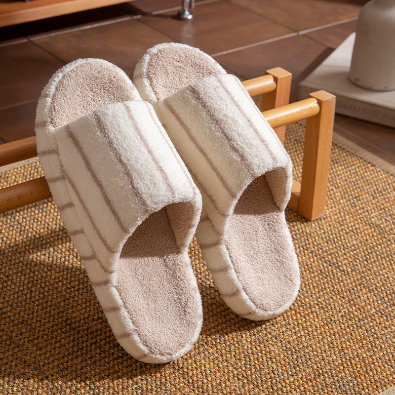 Unisex Soft Faux Fur Indoor Home Slippers with Anti-Slip Sole