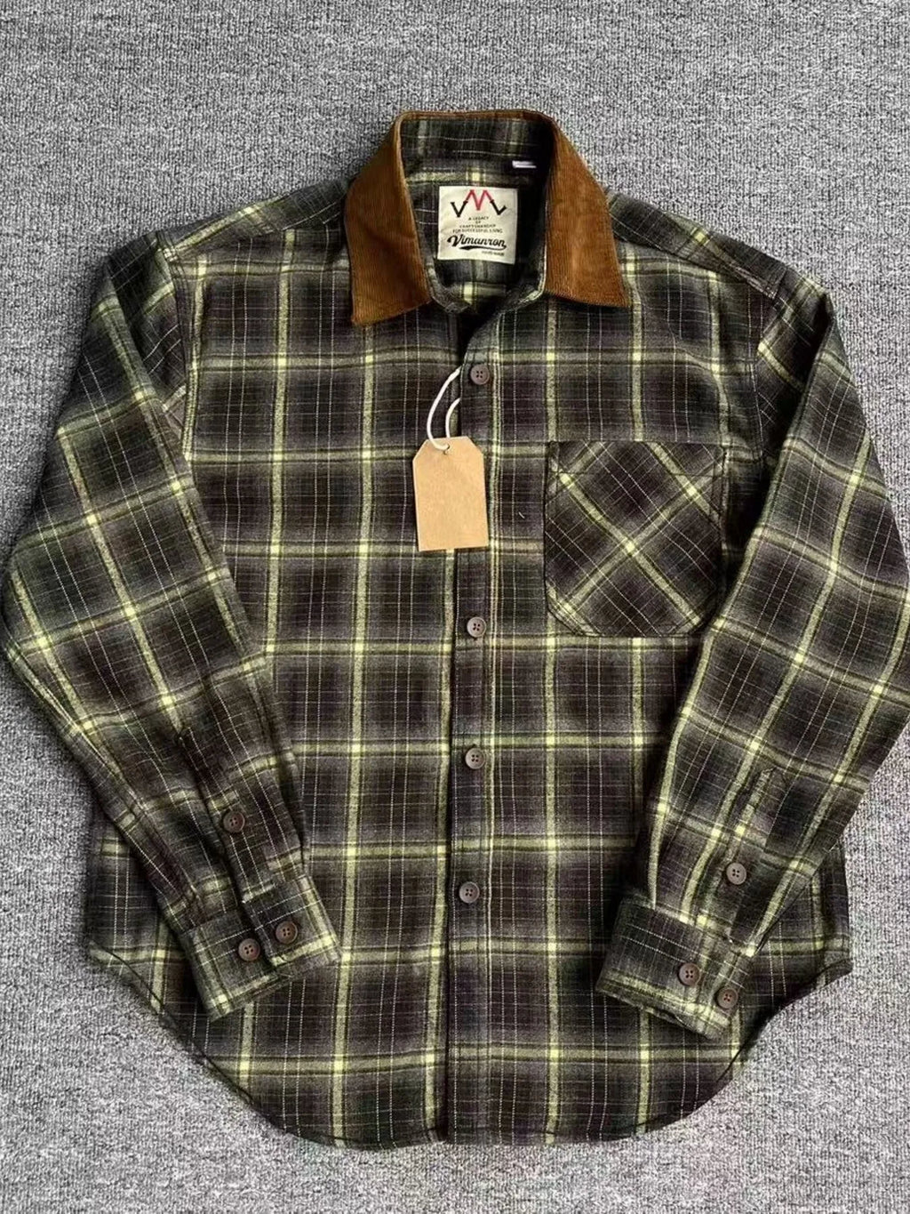 Men's plus size oversized plaid button-up shirt by Shopimist, featuring a classic checkered pattern and relaxed fit.