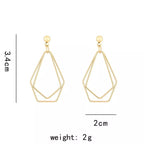 18K gold-plated alloy geometric wire drop earrings with modern design, showcasing sleek, minimalist style and elegant craftsmanship.