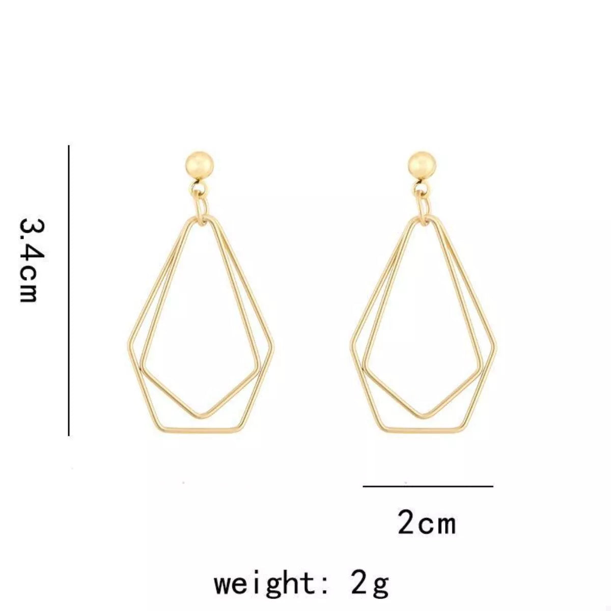 18K gold-plated alloy geometric wire drop earrings with modern design, showcasing sleek, minimalist style and elegant craftsmanship.