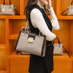 Genuine leather women's fashion bag with sleek design and top handles, crafted by LadyShow.Store.