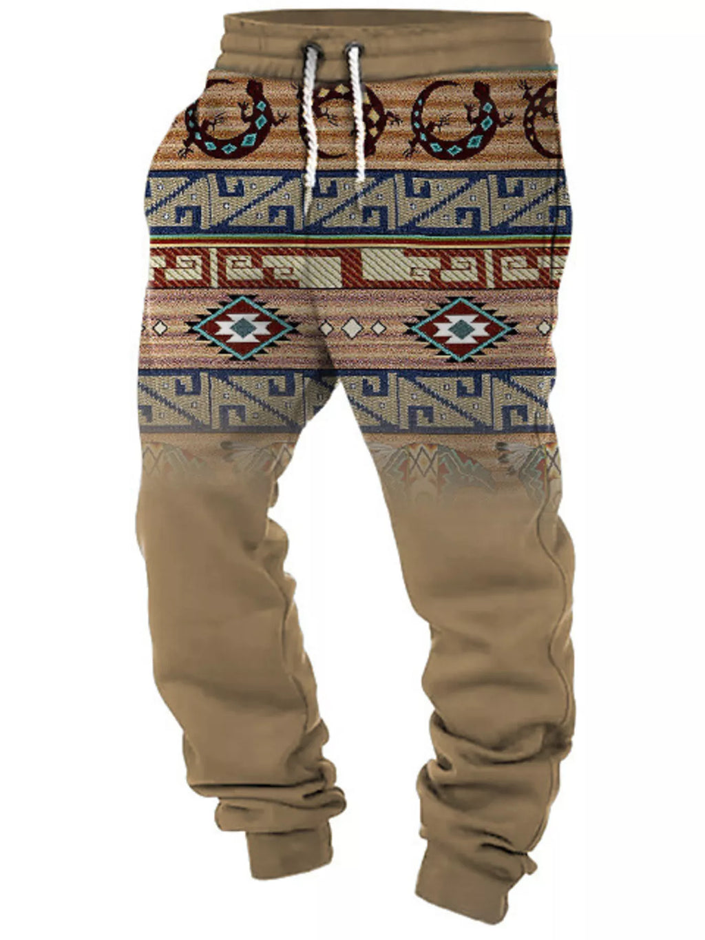 Men's full size geometric drawstring joggers by Trendsi, plus size men's sweat pants with stylish pattern and comfortable fit.