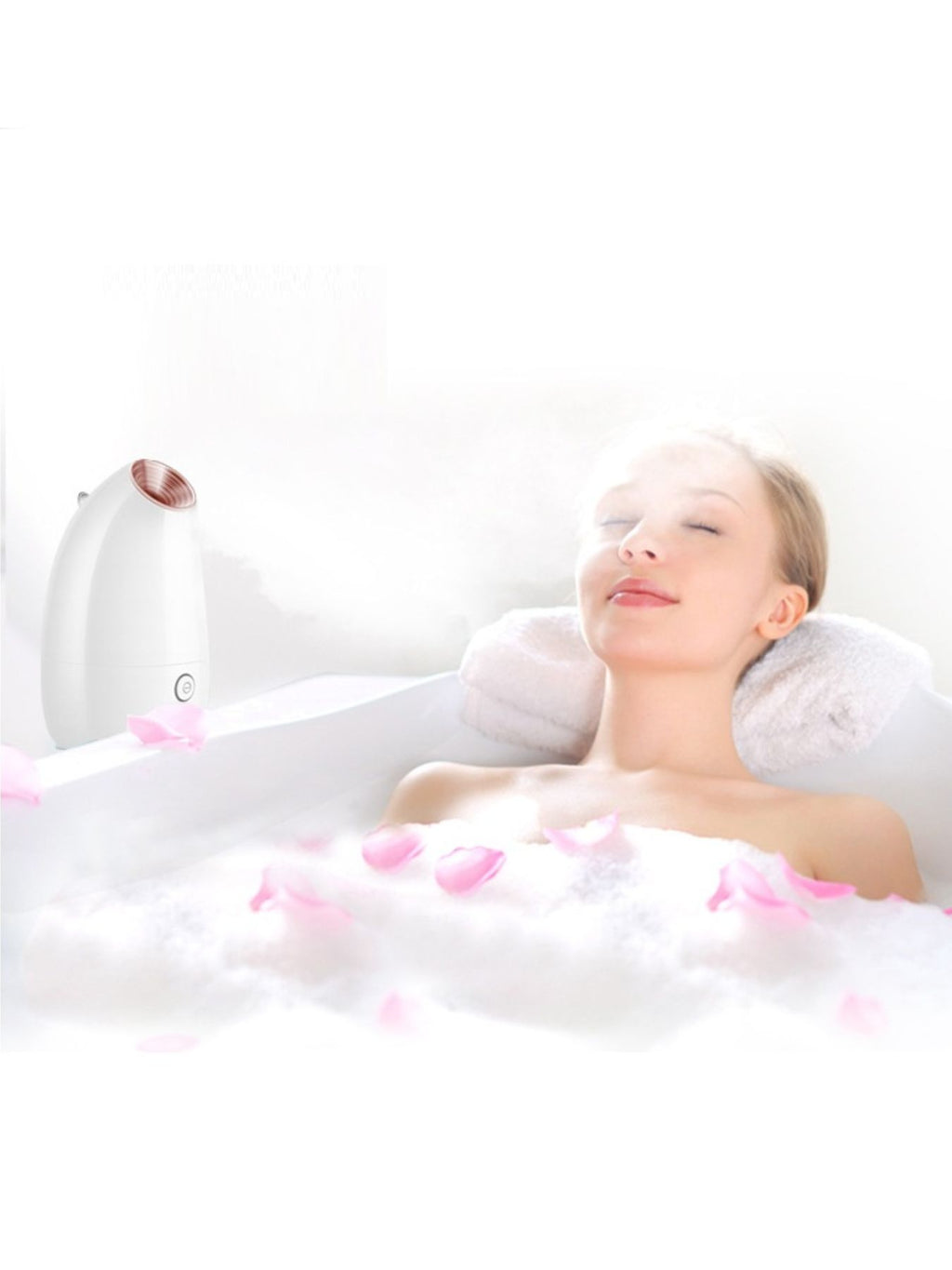 Professional automatic facial steamer from Trendsi for deep pore cleansing and skin hydration, with steam nozzle and control panel visible.