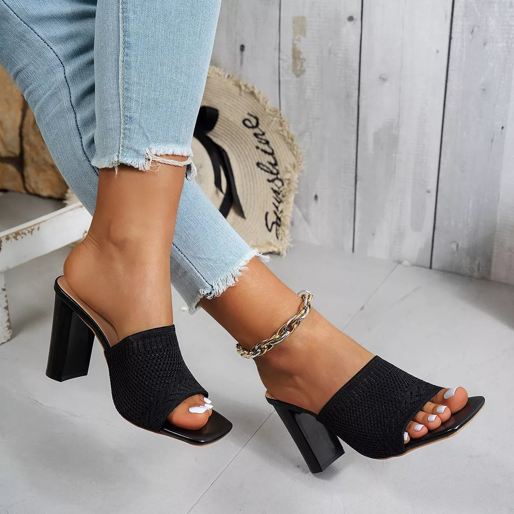 Open toe block heel sandals by Shopimist featuring a stylish design and comfortable chunky heel, perfect for summer outfits.