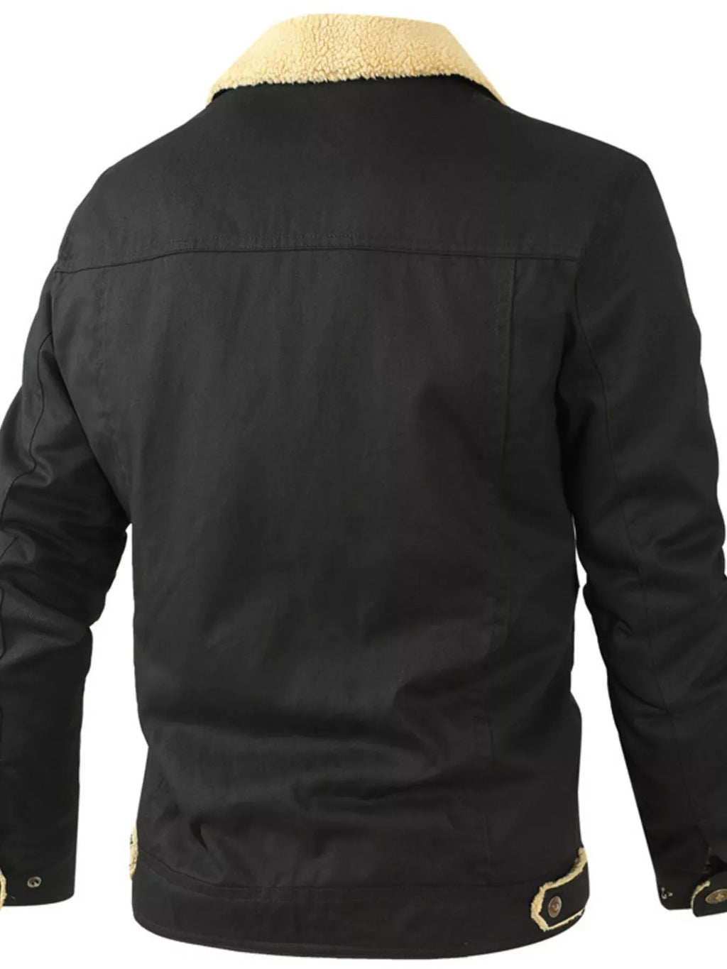 Men's plus size Sherpa lined snap-down jacket by Shopimist, featuring a cozy interior and durable outer shell.