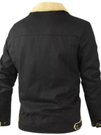Men's plus size Sherpa lined snap-down jacket by Shopimist, featuring a cozy interior and durable outer shell.