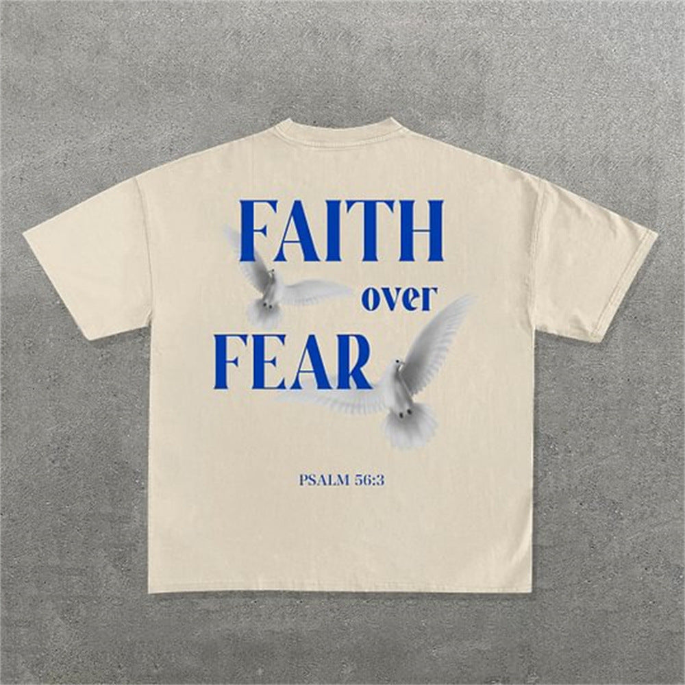 Oversized eprolo fashion letter pattern T-shirt with bold print, casual fit, and comfortable fabric on a plain background.