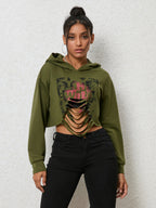 Long sleeve hoodie with cutout details from Trendsi, stylish tops featuring a modern design and comfortable fit.
