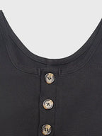 Plush Fashion Hub sleeveless button-front wide-leg jumpsuit with a relaxed fit and chic style, shown on a model.