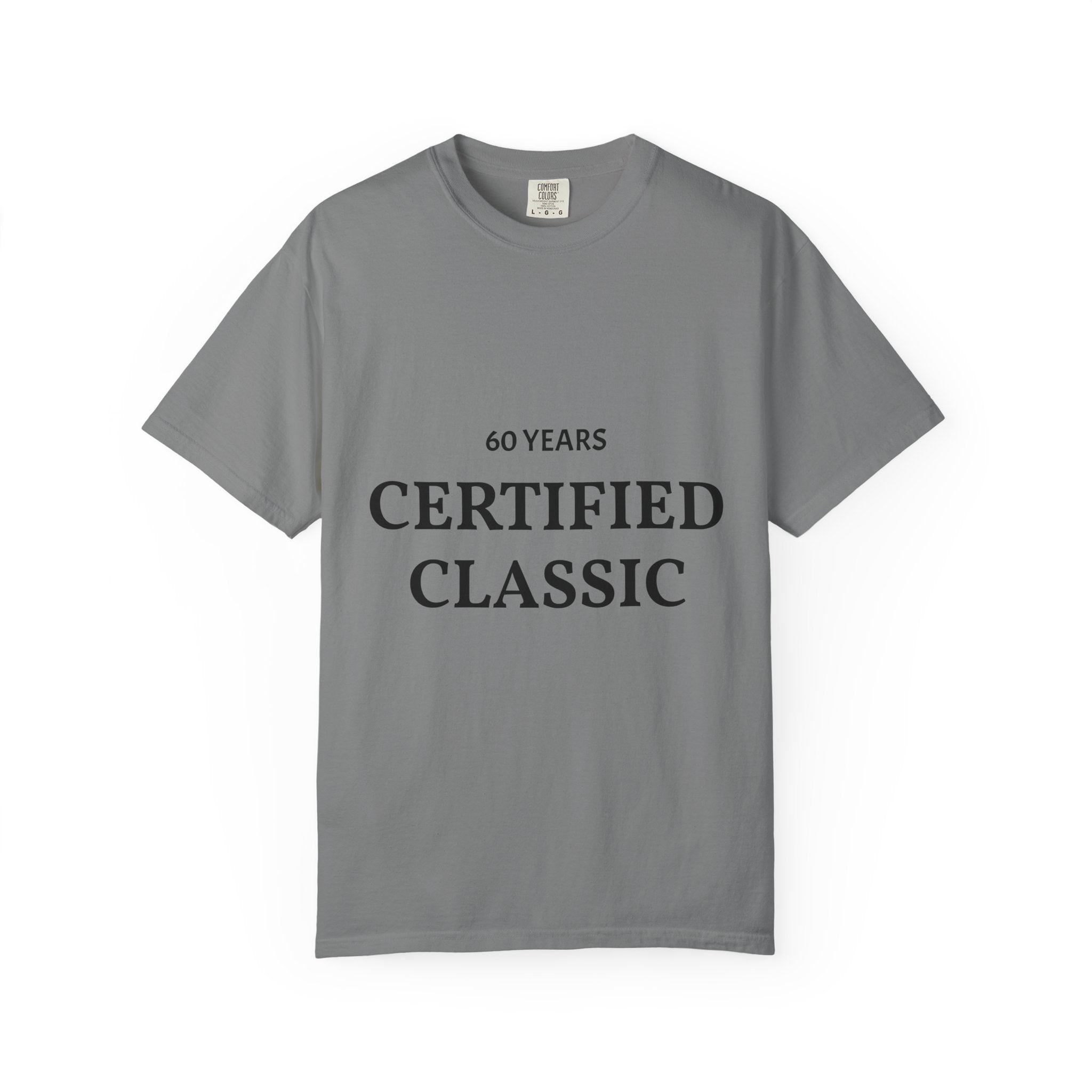 White Certified Classic 60 Years T-Shirt by Printify featuring vintage-inspired design and comfortable cotton fabric.