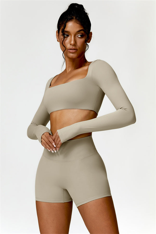 Fitglutes activewear Olivia crop top and shorts 2-piece matching set, stylish gymwear and workout clothes for women