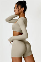 Fitglutes Activewear Olivia crop top and shorts 2-piece matching set, gym and workout clothes, stylish sportswear for women.