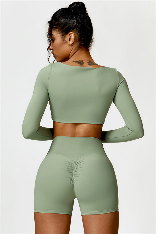 Fitglutes activewear Olivia crop top and shorts matching set, stylish gymwear and workout clothes for women.