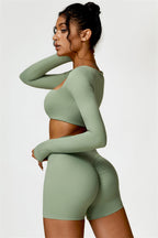 Fitglutes Activewear Olivia crop top and shorts 2-piece set, stylish matching gymwear for workouts and activewear.