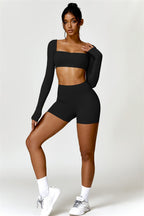 Fitglutes Activewear Olivia crop top and shorts matching set, stylish gymwear and workout clothes for active lifestyles