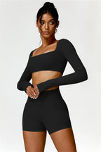 Olivia crop top and shorts matching set by Fitglutes Activewear, featuring a stylish crop top and athletic shorts for workout wear.