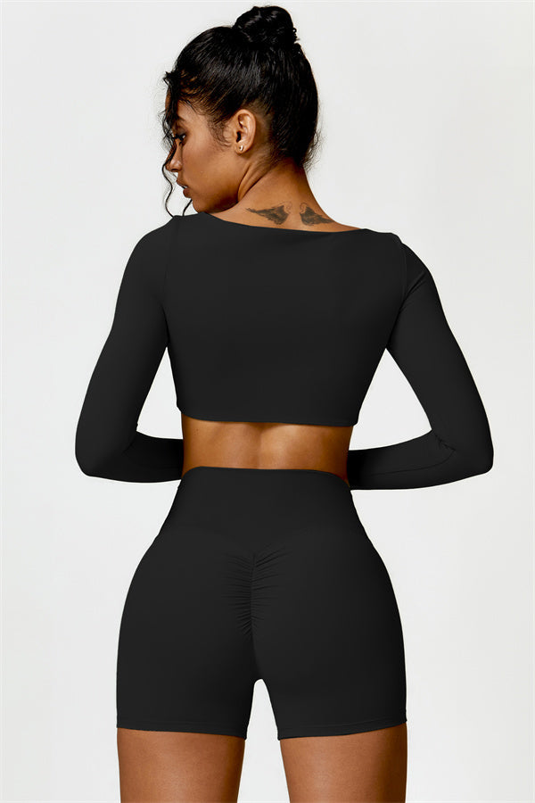 Olivia crop top and shorts 2-piece matching activewear set by Fitglutes, featuring a stylish gymwear sportswear look.