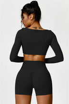 Olivia crop top and shorts 2-piece matching activewear set by Fitglutes, featuring a stylish gymwear sportswear look.
