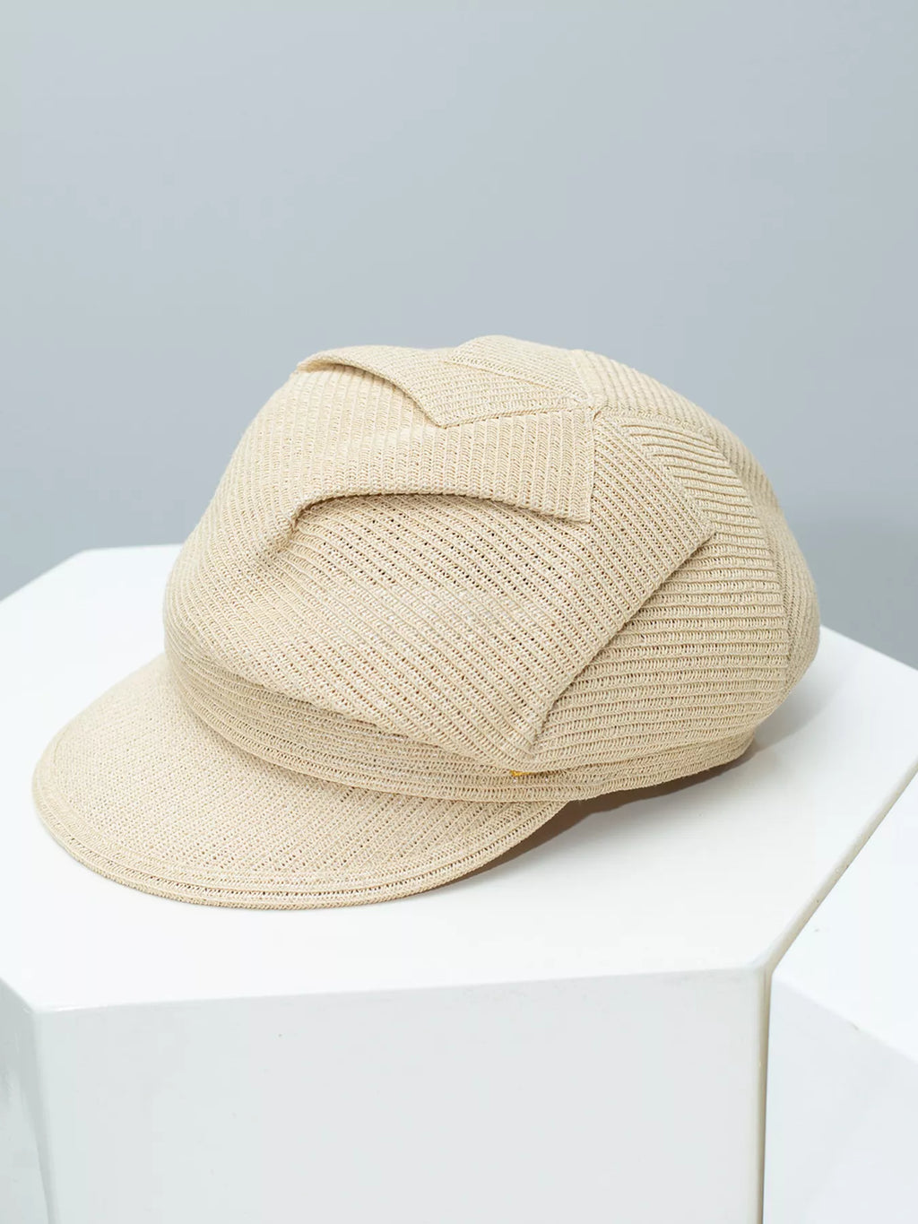 Lightweight woven straw newsboy cap by Plush Fashion Hub, breathable summer hat with a classic rounded brim and textured straw material.