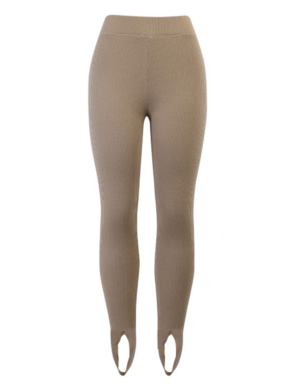 Plush Fashion Hub ribbed mid-waist leggings in black, showing their fitted style and textured knit fabric.