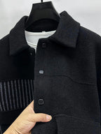 Men's plus size button-up long sleeve jacket by Shopimist, shown in a stylish casual design, perfect for layered fall or winter outfits.