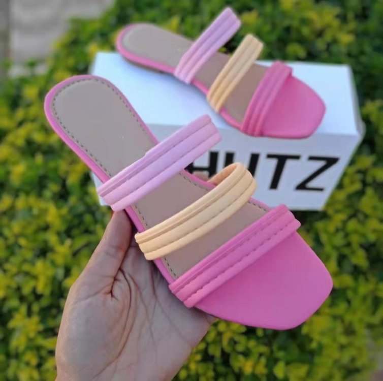 Flat woven hollow slippers for women by Plush Fashion Hub, plus size beach sandals in matching color with open toes and woven details.