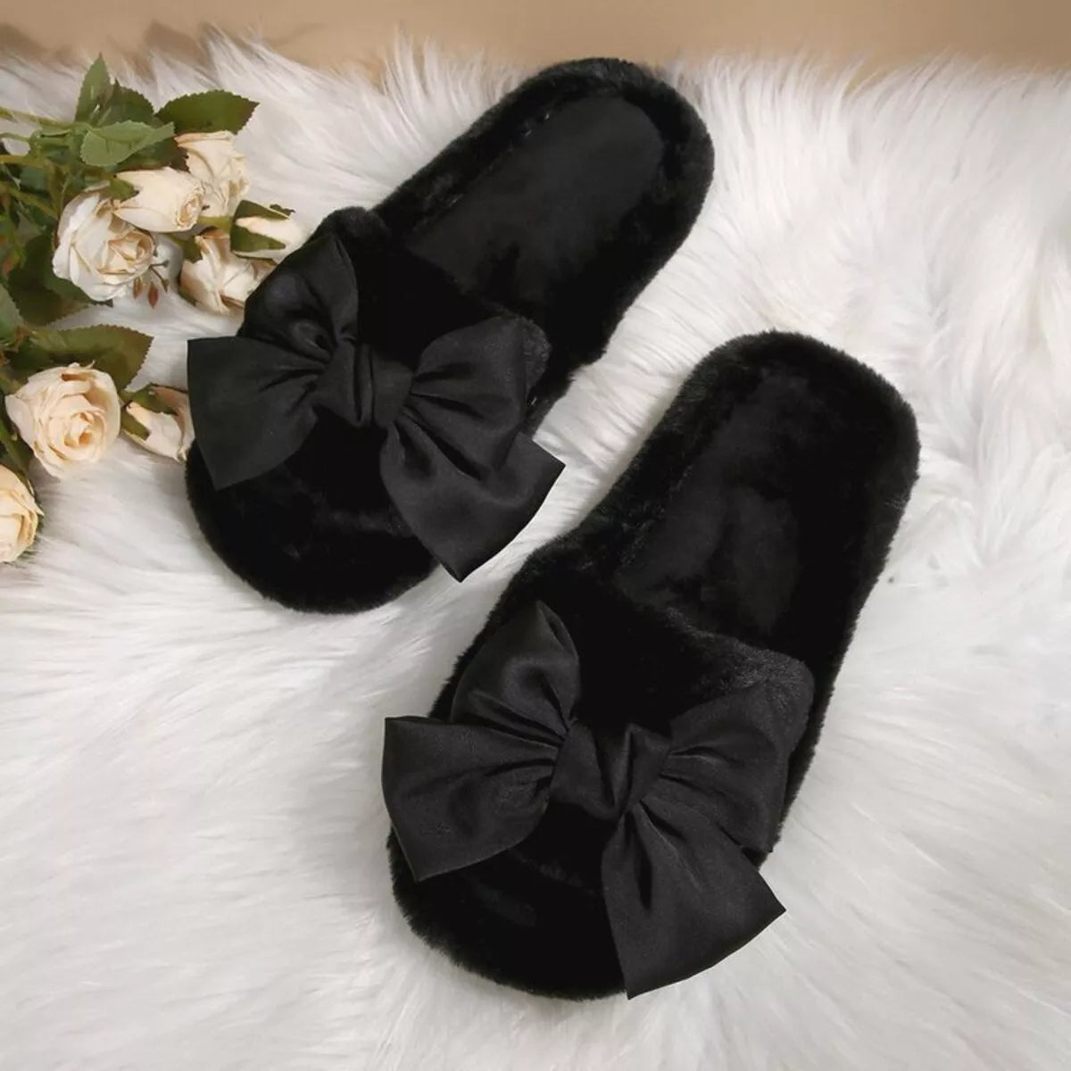 Shopimist bow open toe flats slippers featuring a stylish bow detail and comfortable slip-on design, ideal for casual wear.