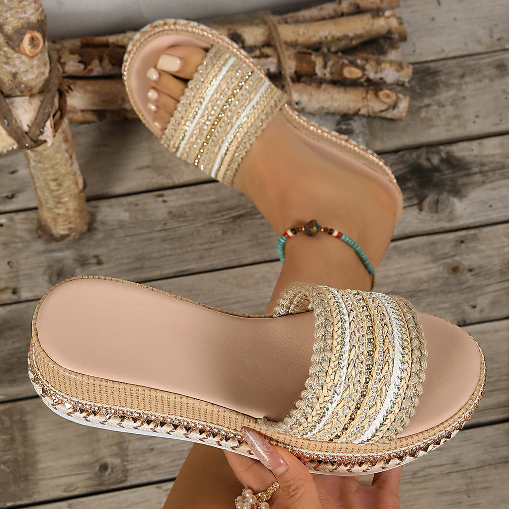 Women's open toe platform mid-heel sandals by Trendsi, featuring a stylish design and comfortable fit with a chic look.