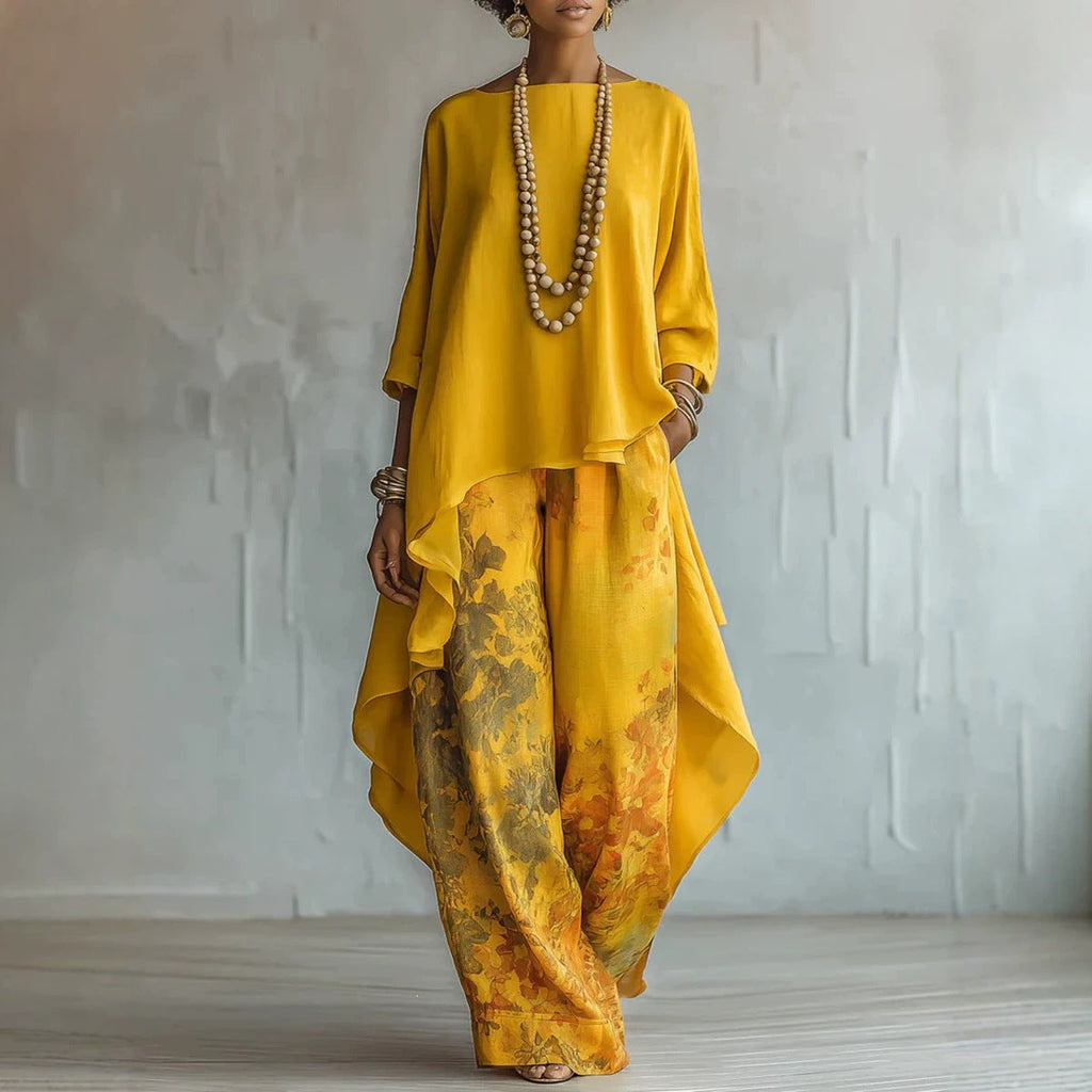 FitiqueFit solid color sleeveless top and wide-leg pants two-piece set displayed on a model, stylish and comfortable casual outfit.