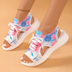 Shopimist tie-dye breathable mesh sandals with open-toe design and casual summer style, featuring vibrant tie-dye patterns and comfortable straps.